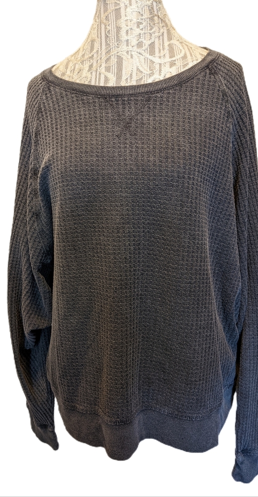 Time Tru Charcoal Gray Waffle Knit Sz XL Shirt